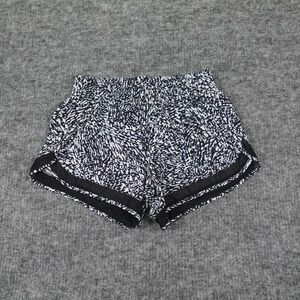 Athleta Printed Mesh Racer Run Shorts Women's XS Black White Abstract Activewear